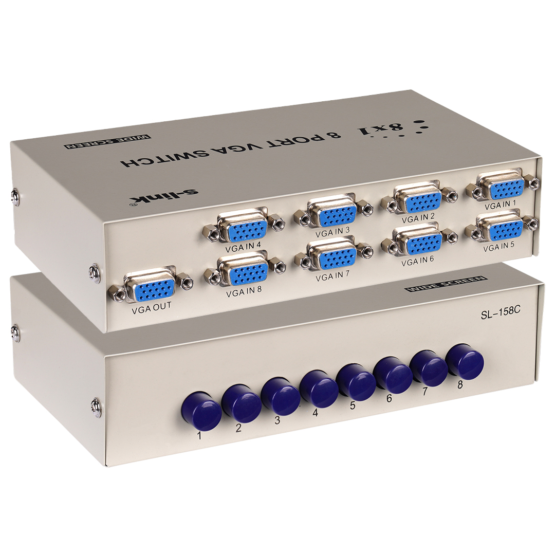 S-LINK SL-158C 8X1 PORT VGA SWİTCH 8 GÖRÜNTÜ GİRİŞ - 1 GÖRÜNTÜ ÇIKIŞ