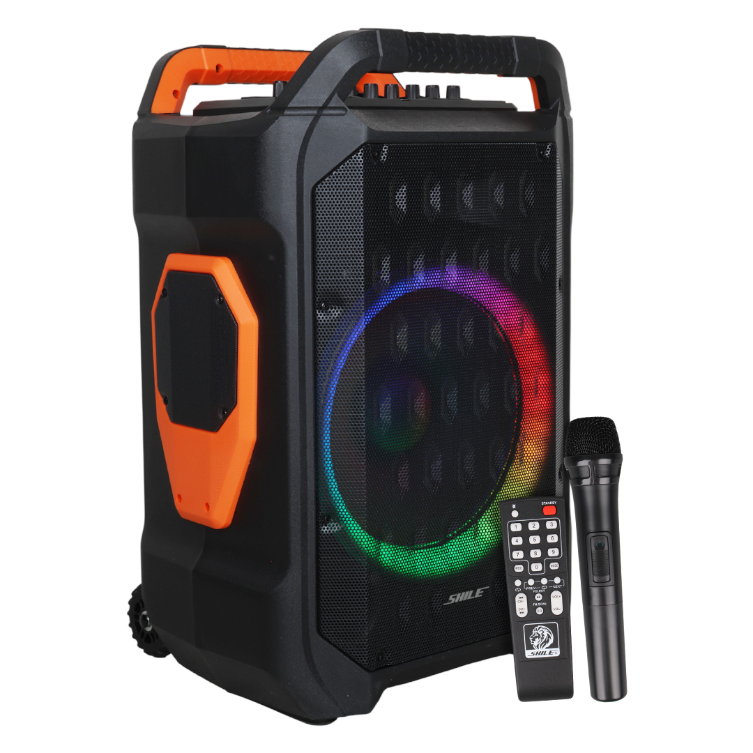 SHILE SL-10  1 EL + 1 YAKA MİKROFONLU KUMANDALI USB+SD+BT KUMANDALI 120 WATT TAŞINABİLİR SEYYAR ANFİ HOPARLÖR