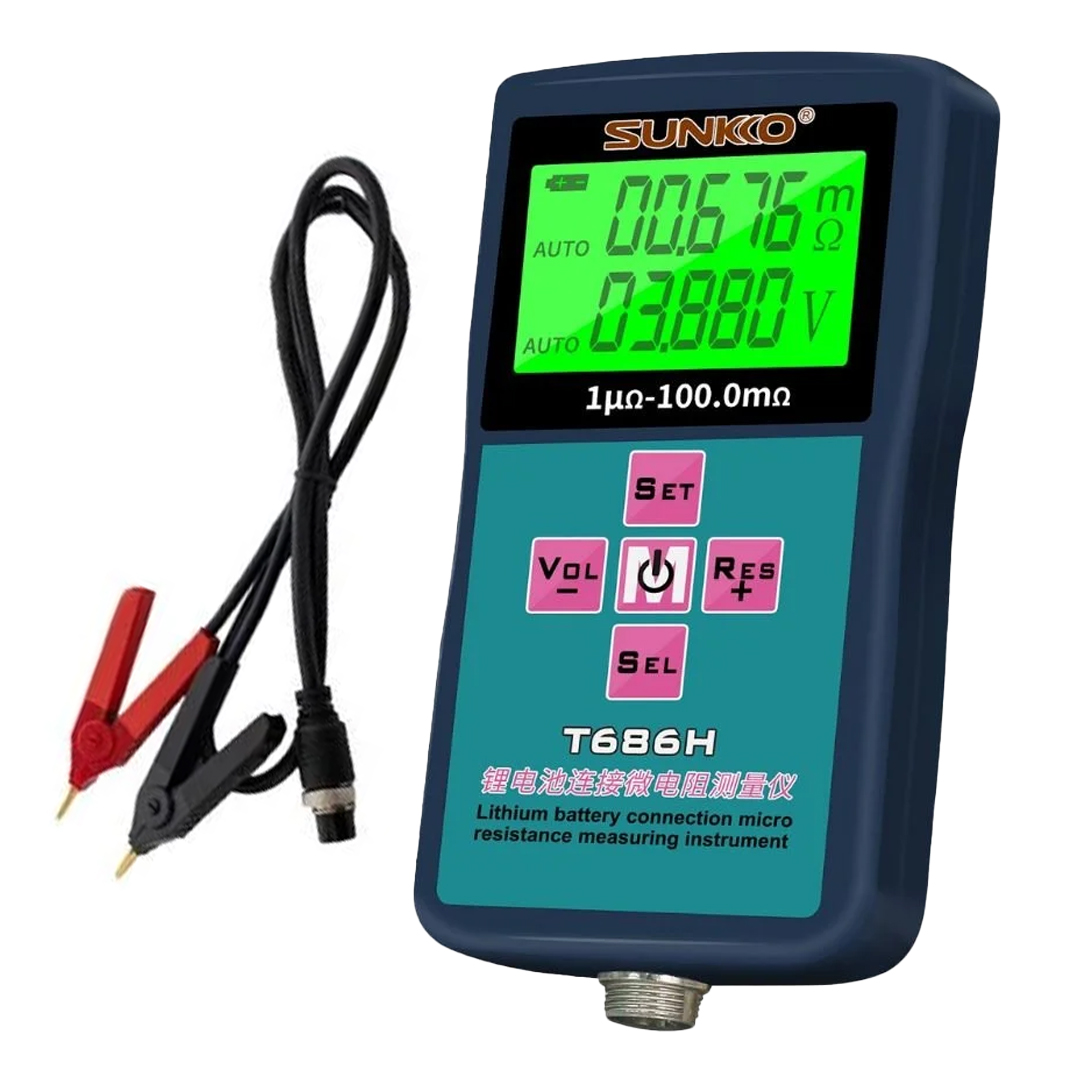 SUNKKO T686H PİL VOLTAJ 0-100V - 0-100 OHM DİRENÇ TEST CİHAZI