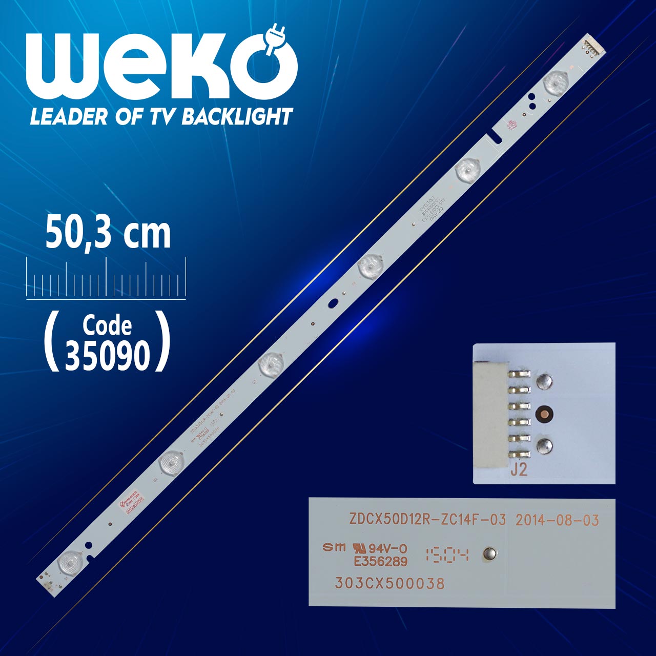 SUNNY ZDCX50D12R-ZC14F-03 - 303CX500038 - 115-120/3.0-3.1 - 50.3 CM 6 LEDLİ (WK-845)