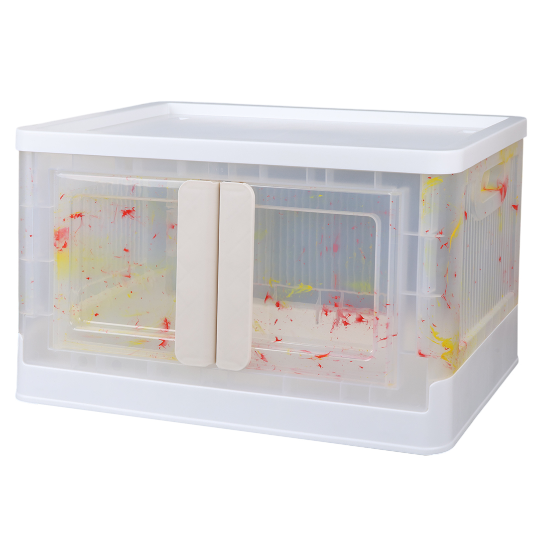 SUNUP SN-25883 40X64X37CM 72L KATLANABİLİR PLASTİK SAKLAMA KUTUSU RENKLİ KAPAKLI TEKERLEKLİ