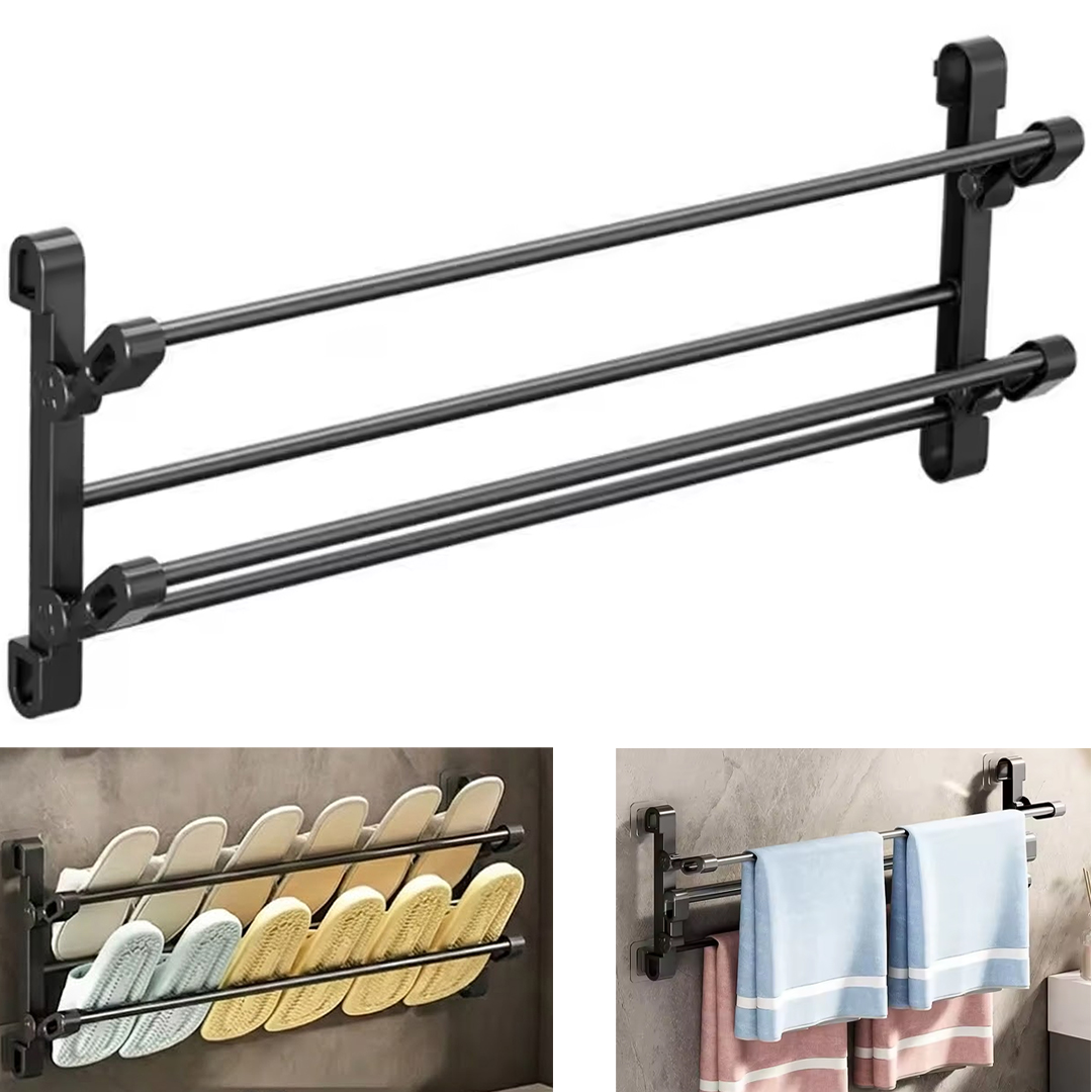 SUNUP SN-30748 SİYAH DUVARA MONTE 65 CM ÇOK AMAÇLI PRATİK TERLİK AYAKKABI VE HAVLU DÜZENLEYİCİ