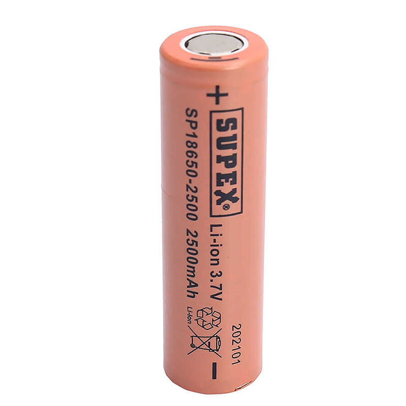 SUPEX 18650-2500 3.7 VOLT 2500 MAH DÜZ KAFA BAŞLIKSIZ LI-ION PİL TEKLİ