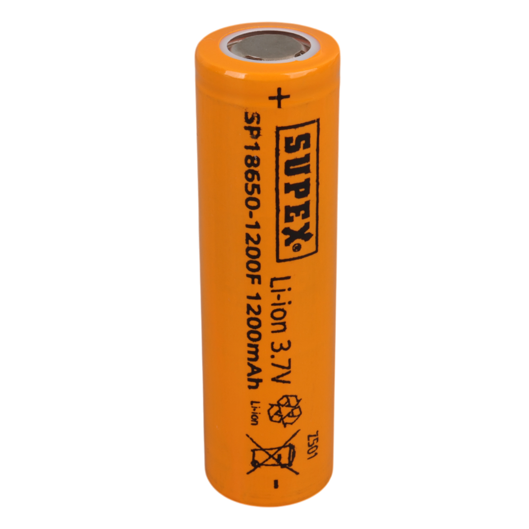 SUPEX SP 18650-1200F 3.7 VOLT LI-ION 1200 MAH DÜZ KAFA (BAŞLIKSIZ) ŞARJLI PİL