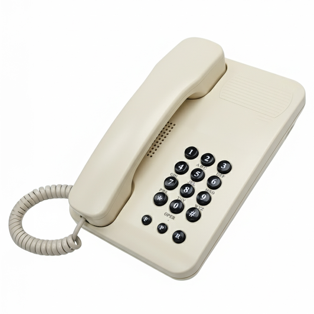 TELPAŞ KT-1020 EKRANSIZ KABLOLU MASAÜSTÜ KREM DUVAR SABİT TELEFONU SES SEVİYESİ KONTROLLÜ