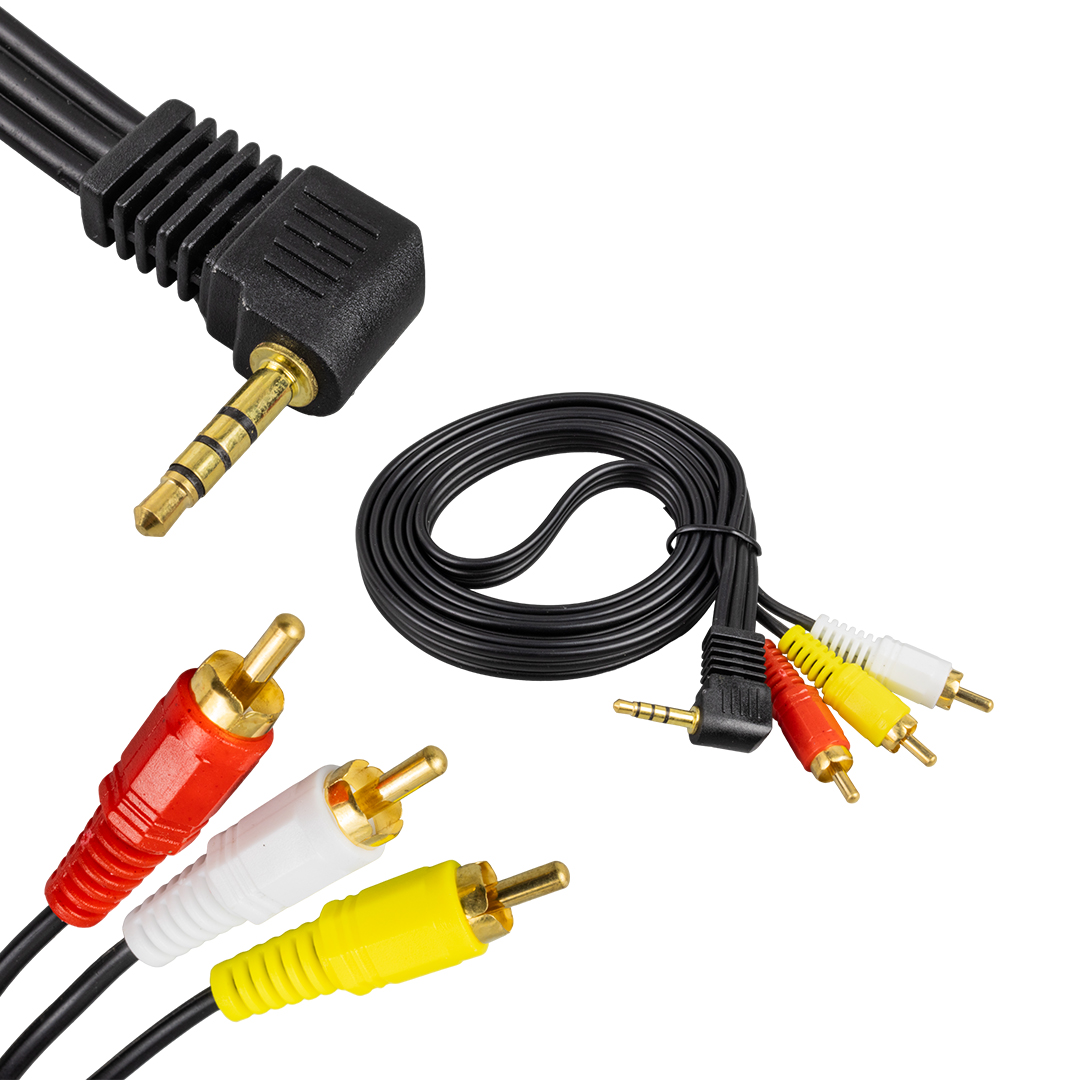UYDU ALICISI AV KABLO 3.5 MM STEREO L ERKEK / 3 RCA SİYAH KABLO 1.2 METRE UZUN JACK