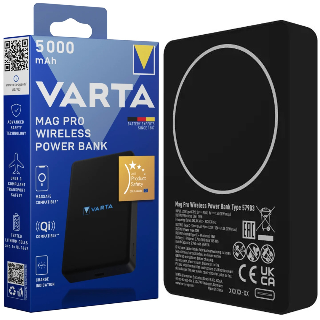 VARTA 57903 MAG PRO MAGSAFE 5.000MAH SİYAH MANYETİK KABLOSUZ POWERBANK