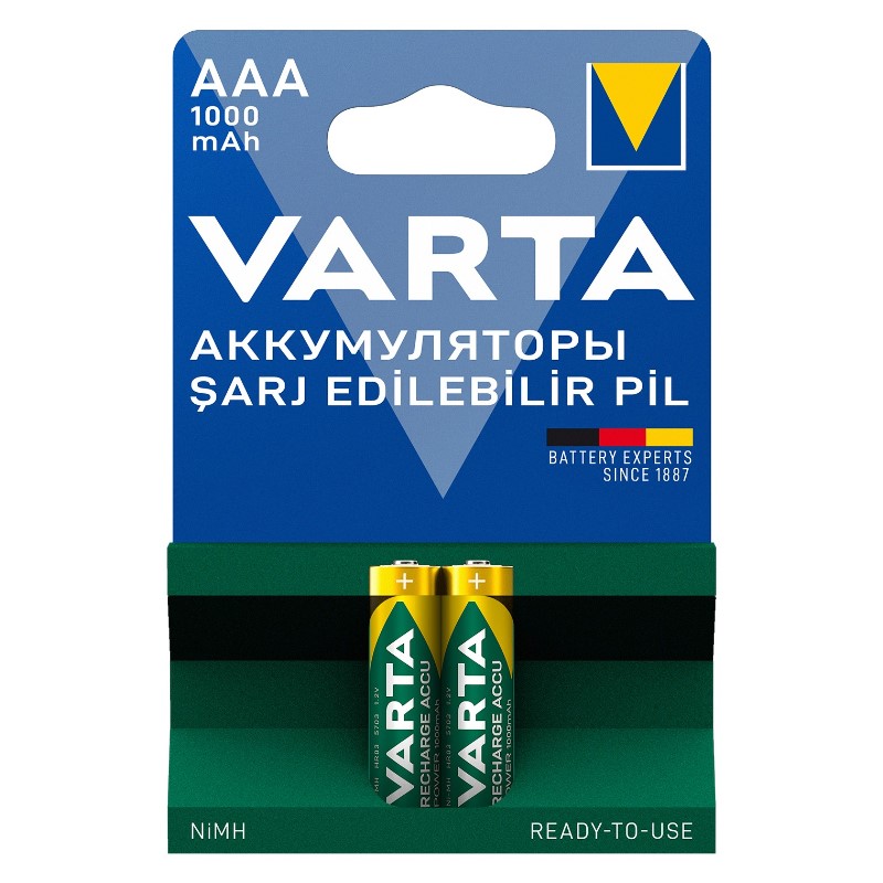 VARTA NI-MH 1.2 VOLT - 1000 MAH HR03 AAA ŞARJLI 2'Lİ İNCE KALEM PİL