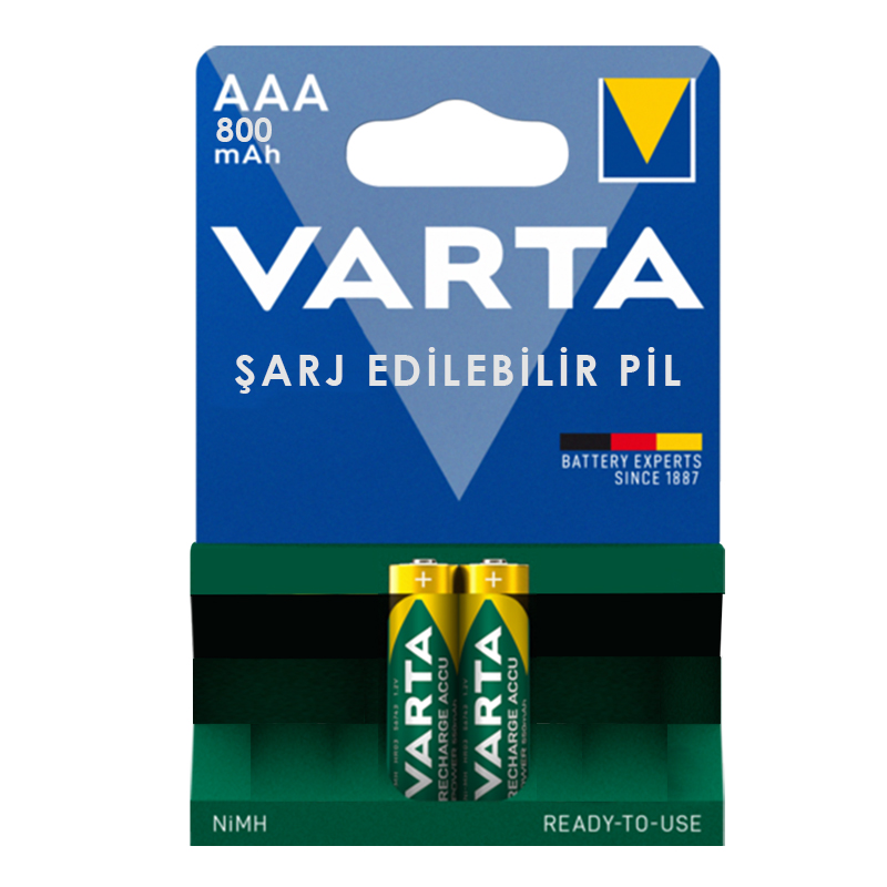 VARTA NI-MH 1.2 VOLT - 800 MAH HR03 AAA ŞARJLI 2'Lİ İNCE KALEM PİL