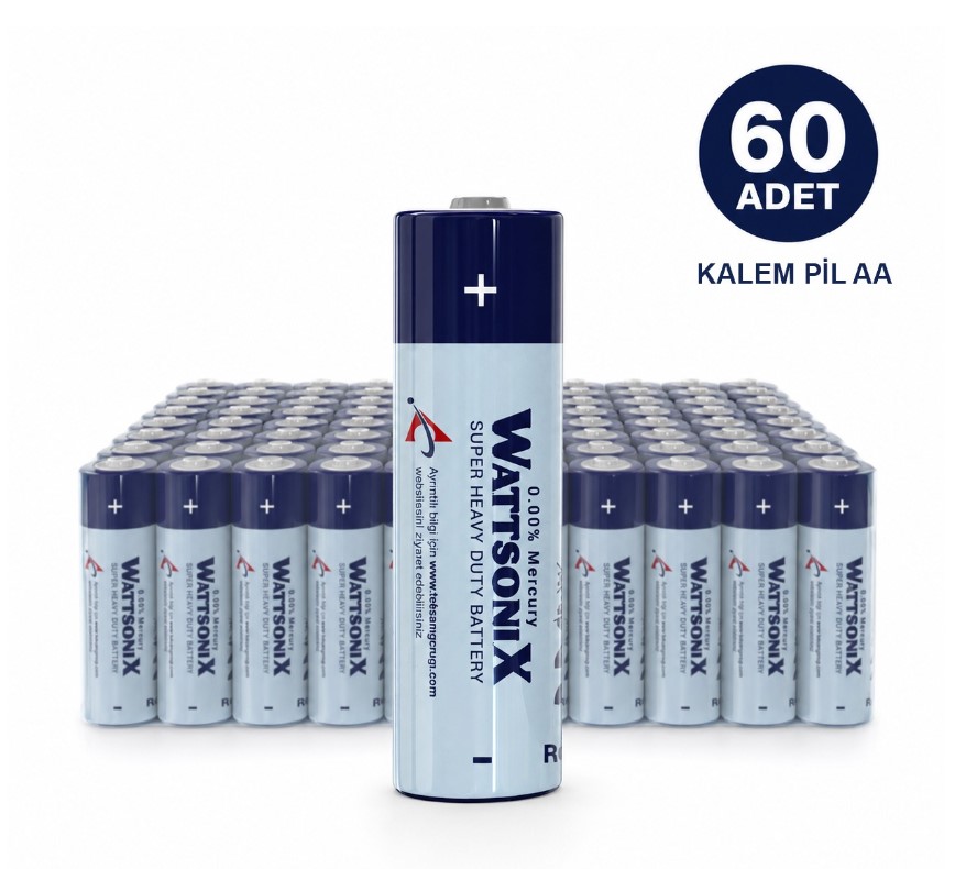 WATTSONIX R6 ÇİNKO KARBON AA KALEM PİL (60 ADET)