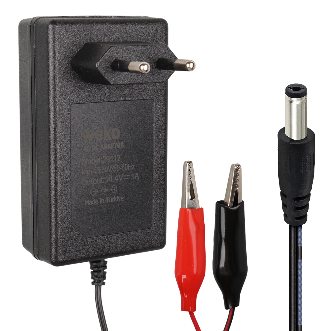 WEKO 14.4 VOLT - 1 AMPER 5.5*2.5 UÇLU + KROKODİL APARATLI YERLİ ÜRETİM AKÜ ŞARJ CİHAZI