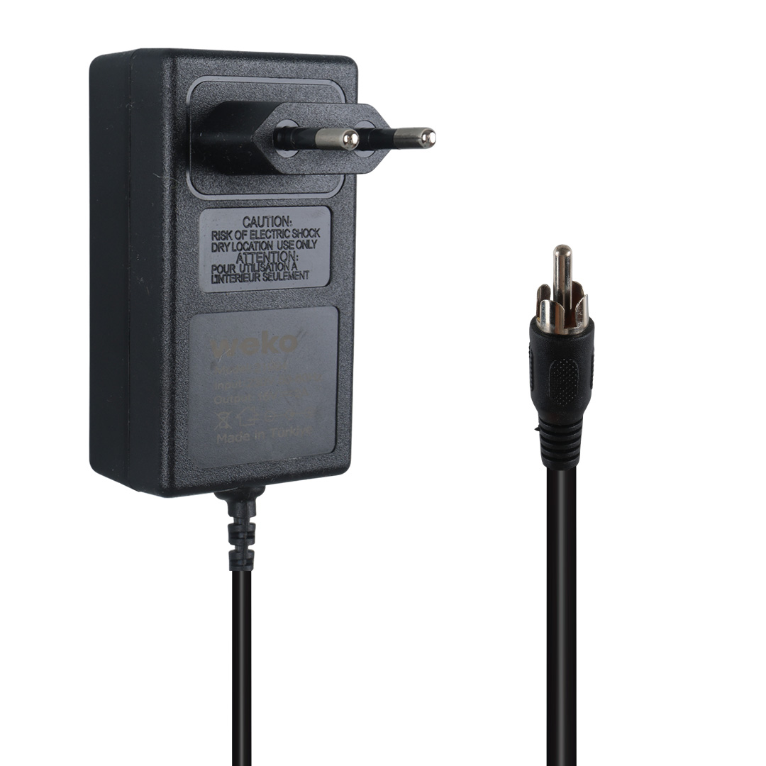 WEKO 16 VOLT - 2. AMPER TOS FİŞLİ RCA YERLİ ÜRETİM PRİZ TİPİ SANTRAL ADAPTÖRÜ