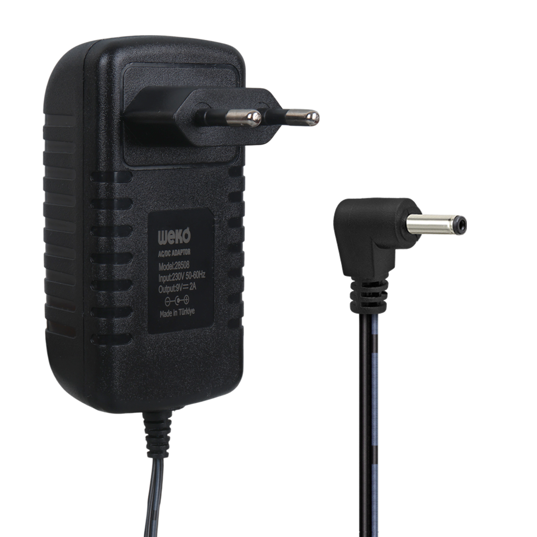WEKO 9 VOLT - 2 AMPER 3.5*1.35 UÇLU YERLİ ÜRETİM PRİZ TİPİ ADAPTÖR