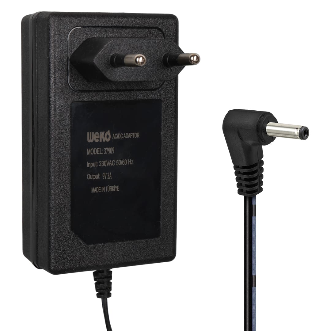 WEKO 9 VOLT - 3 AMPER 3.5*1.35 UÇLU YERLİ ÜRETİM PRİZ TİPİ ADAPTÖR