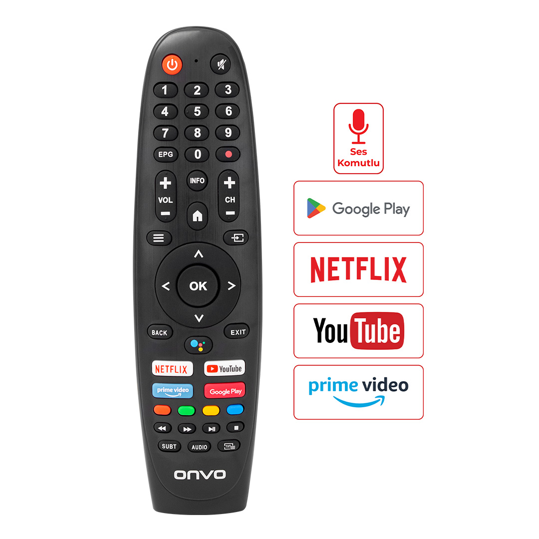 WEKO KL ONVO-PROFİLO-SABA NETFLIX-YOUTUBE-GOOGLE PLAY-PRIME VIDEO TUŞLU SES KOMUTLU LCD TV KUMANDA