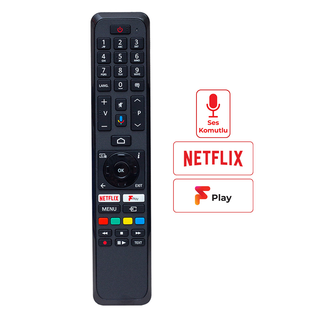 WEKO KL VESTEL RC 43161-65Q9900*TOSHİBA 43UA20-49UA20-UA6B NETFLİX-PLAY-MİKROFON TUŞLU SES KOMUTLU LCD TV KUMANDA