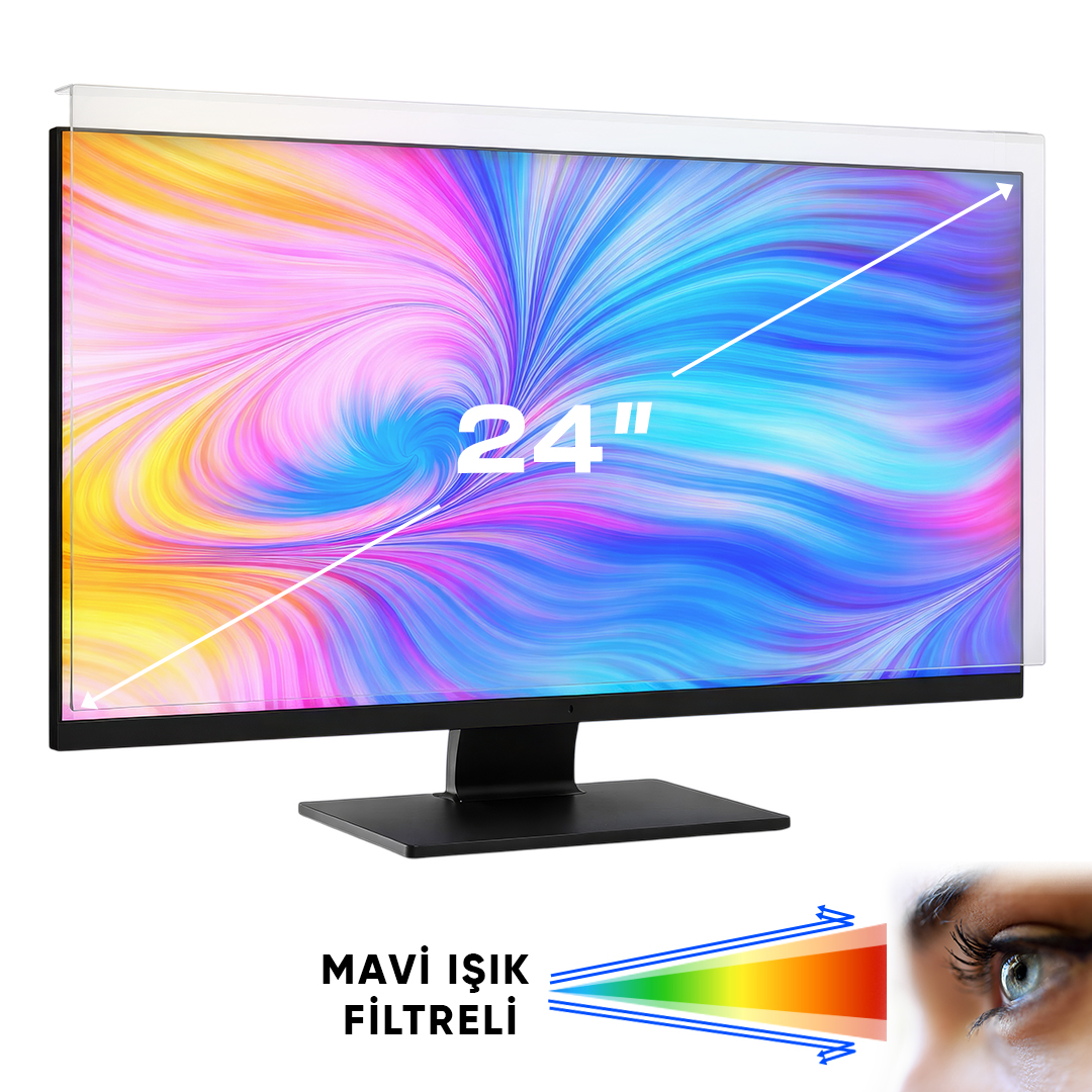 WEKO WK-29921 24" MAVİ IŞIK FİLTRELİ MONİTÖR EKRAN KORUYUCU DARBEYE DAYANIKLI 2MM OPTİK DİFÜZÖRLÜ
