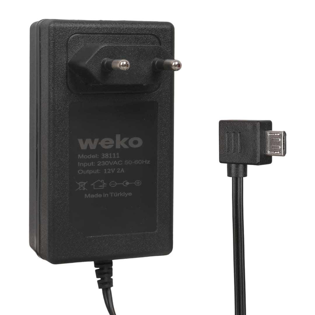 WEKO WK-38111 12 VOLT - 2 AMPER MICRO USB L UÇLU YERLİ ÜRETİM PRİZ TİPİ ADAPTÖR