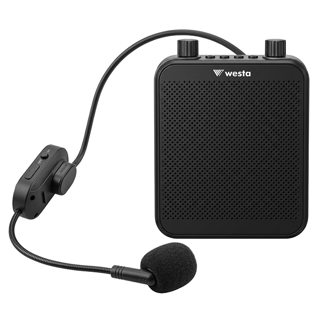 WESTA WAP-300T USB + SD KART GİRİŞLİ ŞARJLI MİNİ SEYYAR KABLOSUZ MİKROFONLU REHBER ANFİSİ