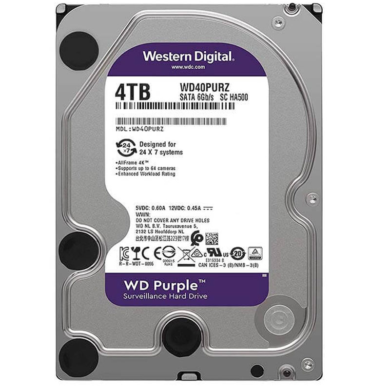 WESTERN DIGITAL PURPLE WD40PURZ/WD42PURZ/WD43PURZ 4 TB SATA 6GB/S 7/24 GÜVENLİK HARDDISK (3 YIL RESMI DİST GARANTİLİ)