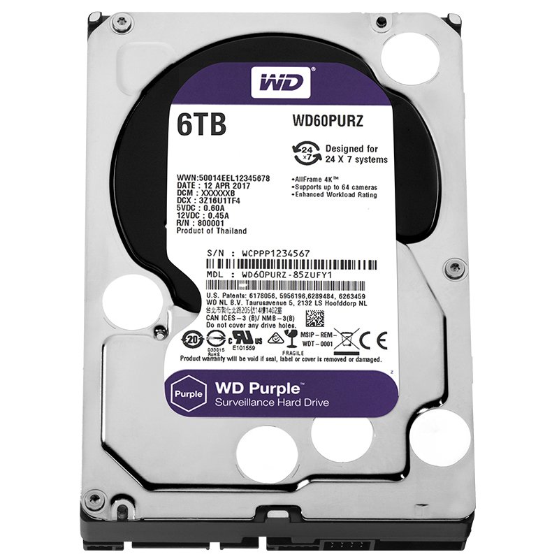 WESTERN DIGITAL PURPLE WD60PURZ/WD64PURZ 6 TB SATA 6GB/S 7/24 GÜVENLİK HARDDİSK (3 YIL RESMI DİST GARANTİLİ)