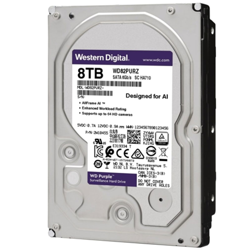 WESTERN DIGITAL PURPLE WD82PURZ/WD85PURZ 8 TB SATA 6GB/S 7/24 GÜVENLİK HARDDİSK (3 YIL RESMI DİST GARANTİLİ)