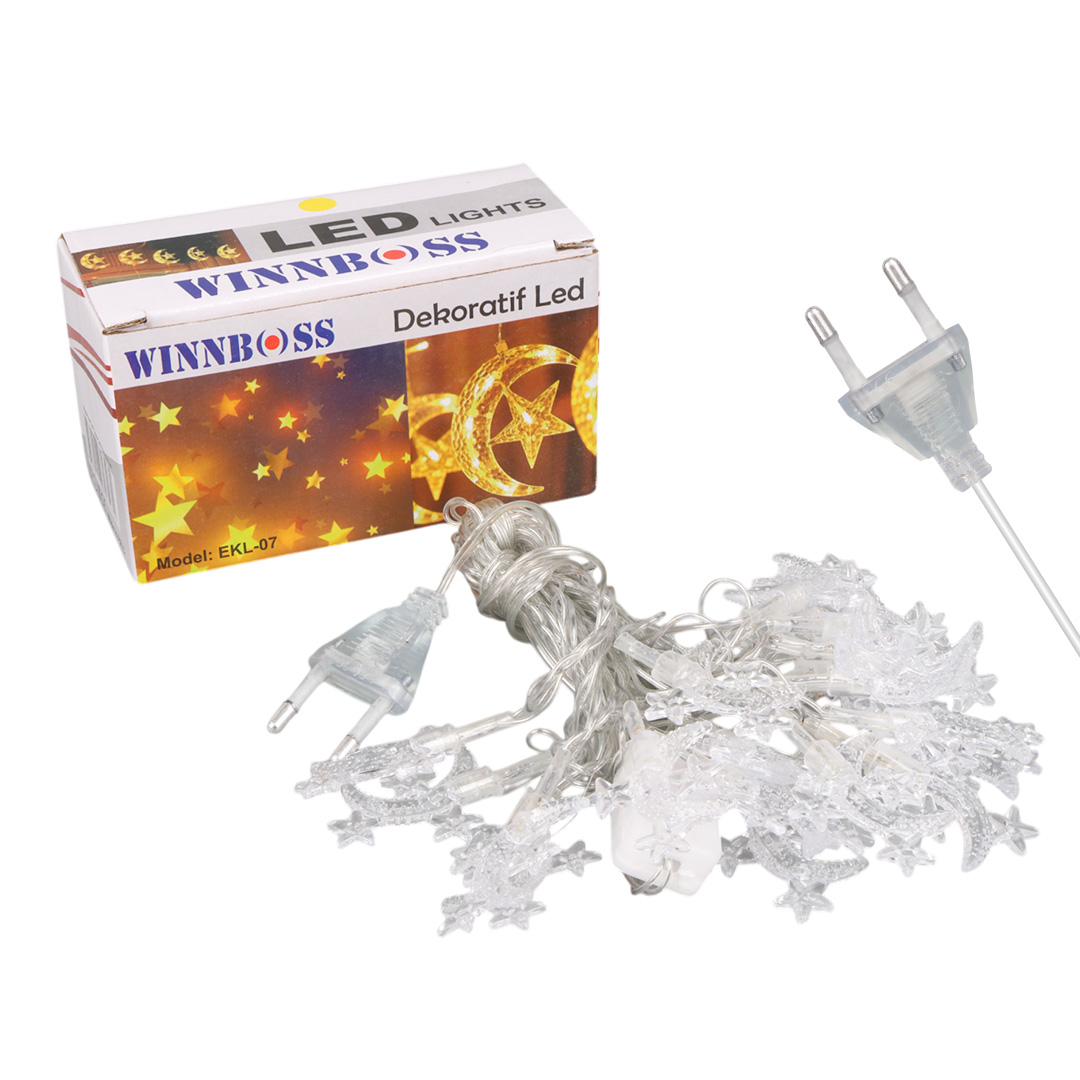 WINNBOSS EKL-07 WN-1181 5 METRE 20 LEDLİ AY YILDIZLI GÜNIŞIĞI SABİT LED DEKORATİF AYDINLATMA 5 WATT AC220V YILBAŞI IŞIĞI