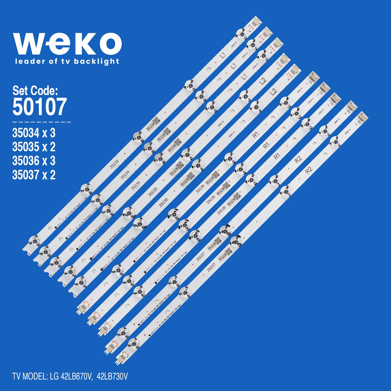 WKSET-5107 35034X3 35035X2 35036X3 35037X2 42" V14 SLİM DRT REV0.6 10 ADET LED BAR