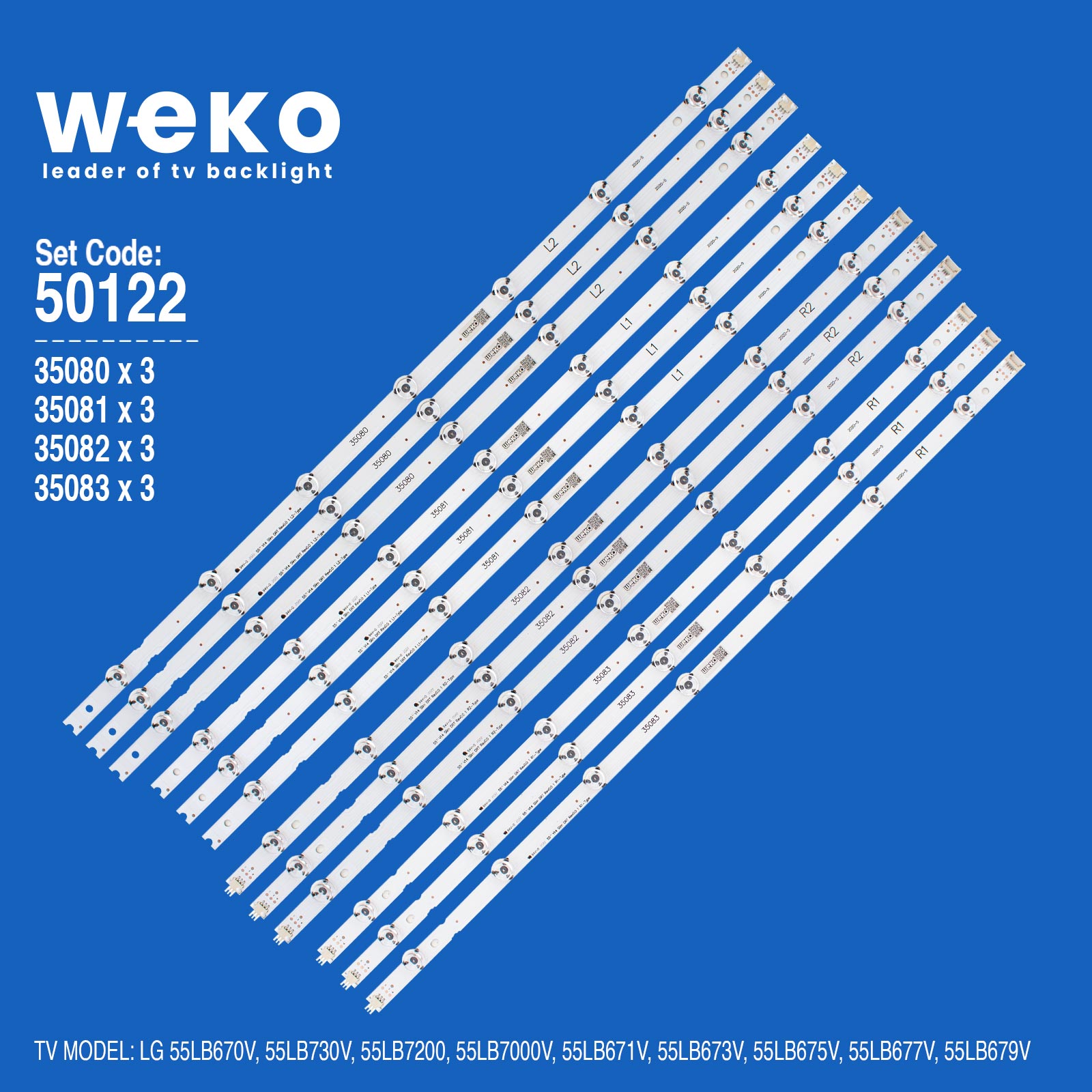 WKSET-5122 35080X3 35081X3 35082X3 35083X3 55" V14 SLİM DRT 12 ADET LED BAR