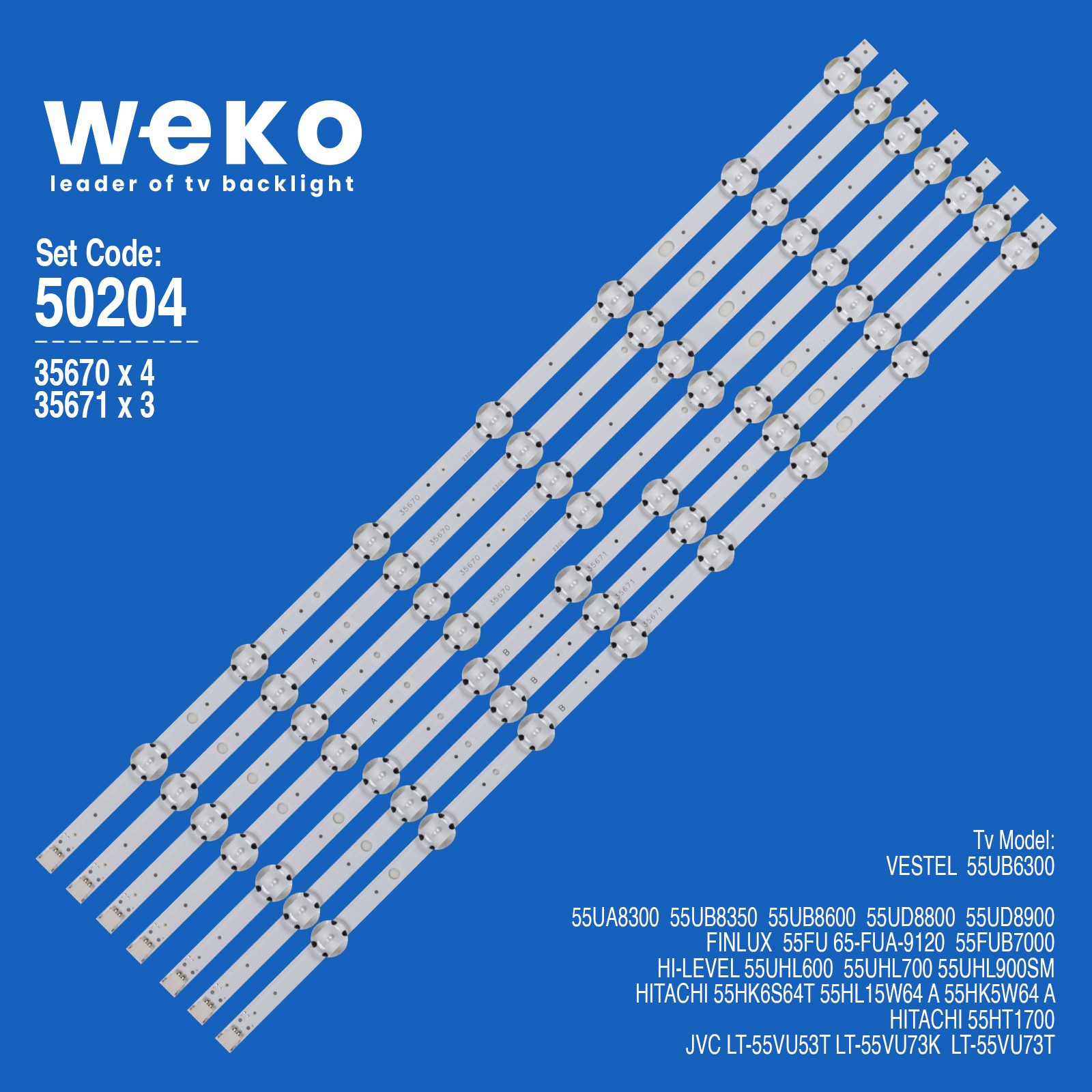 WKSET-5204 35670X4 35671X3 VESTEL 55" UHD DRT 7 ADET LED BAR (7+8LENS)