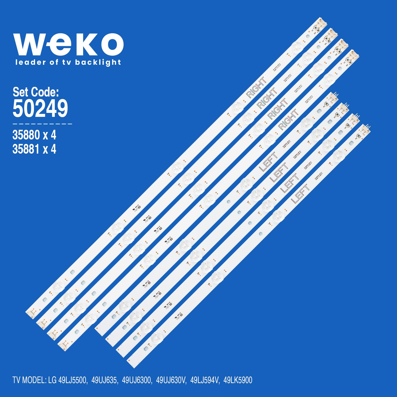 WKSET-5249 35880X4 35881X4 NC490DGG-AAFX1-41CA - GAN01-1255A-P1 8 ADET LED BAR