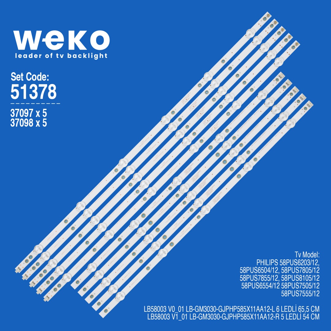 WKSET-6378 37097X5 37098X5 LB58003 V0_01 LB58003 V1_01  10 ADET LED BAR