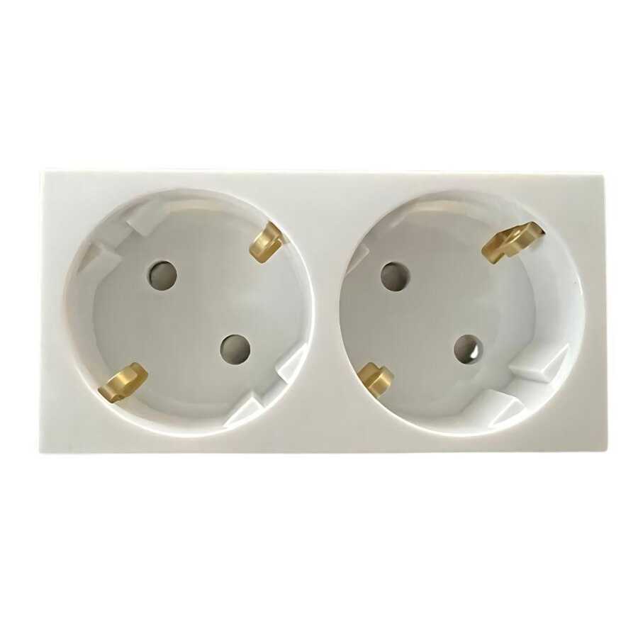 Viko 2li Topraklı Priz 45 derece Beyaz 90800008