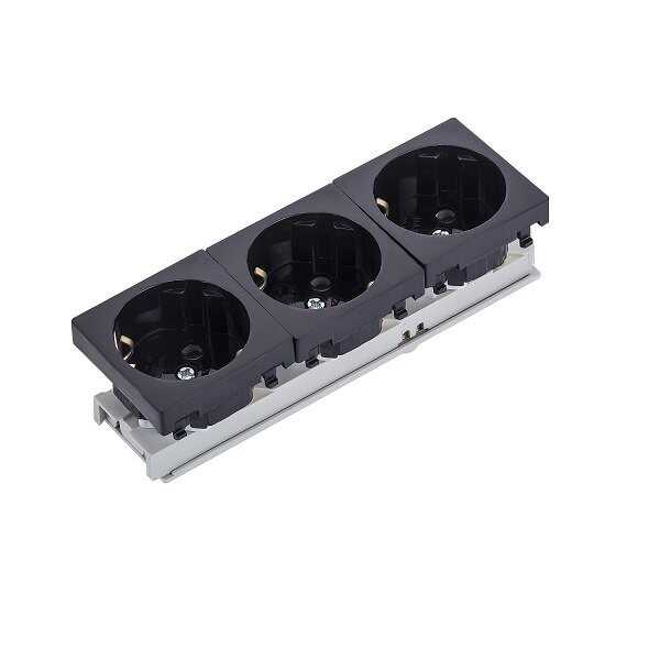 Nead 2006-3-S 45X45 3'li 45° Şebeke Priz Siyah