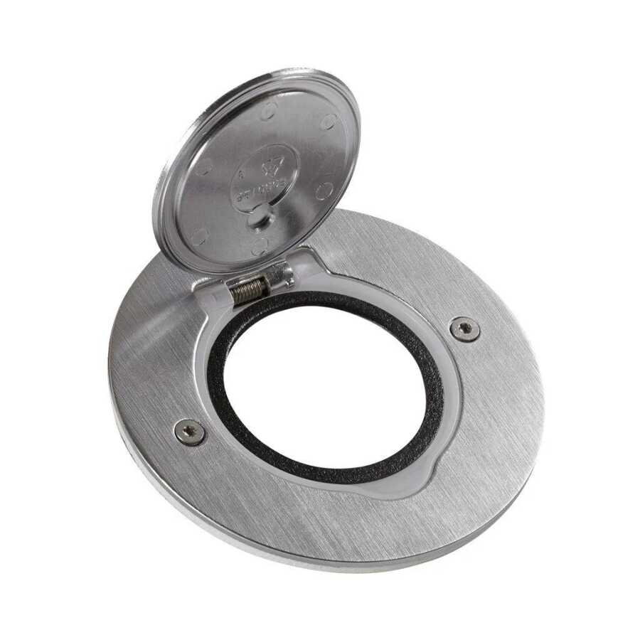 Legrand IK08 IP44 Döşeme Prizi Paslanmaz Çelik Tekli Yuvarlak (Boş Kasa)