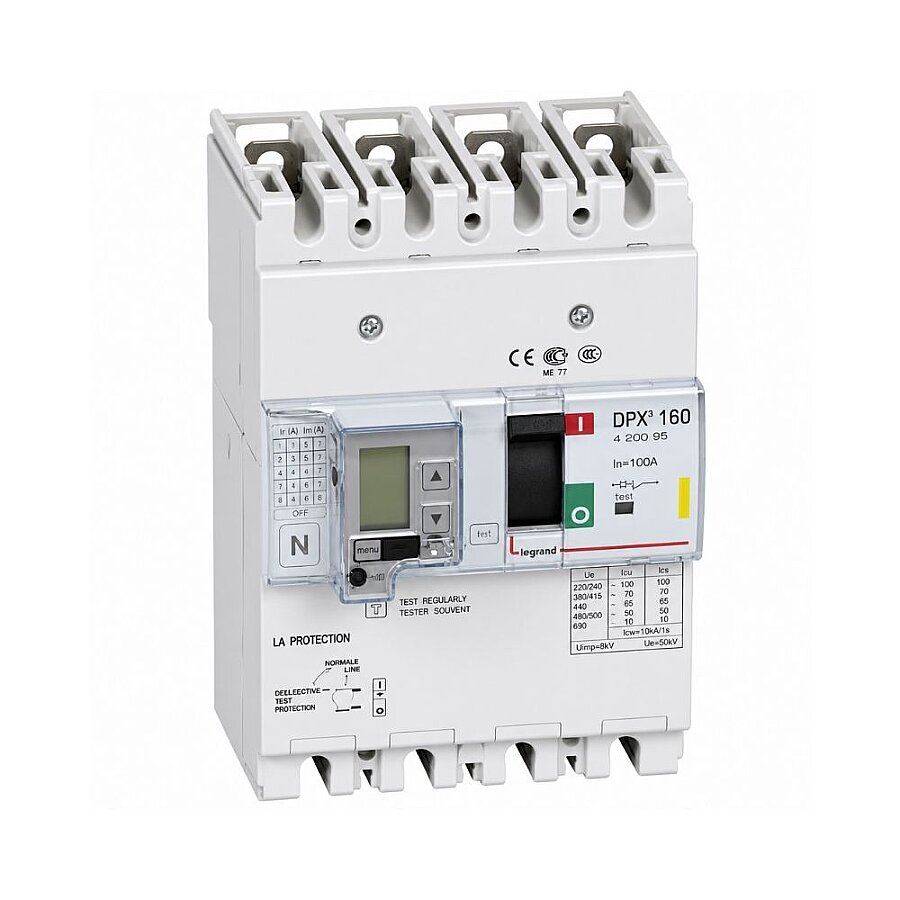 Legrand 420035 DPX³ 160 Entegre Kaçak Akım Modüllü Kompakt Şalter, 4P 100A 16kA