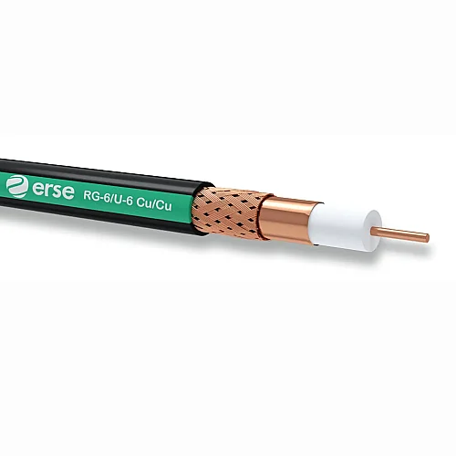 Erse Coaxial RG 6/U-6 Cu/Cu Siyah Yeşil Anten Kablosu
