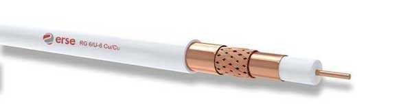Erse RG6 U6 Cu/Cu Anten Kablosu Beyaz 100'lük Top