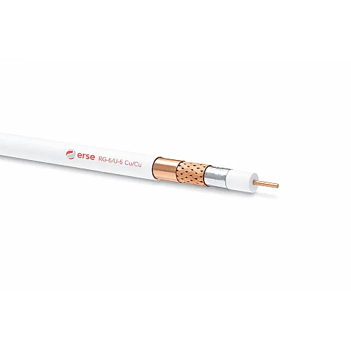 Erse Coaxial RG 6/U-6 Cu/Cu Class A Beyaz Anten Kablosu