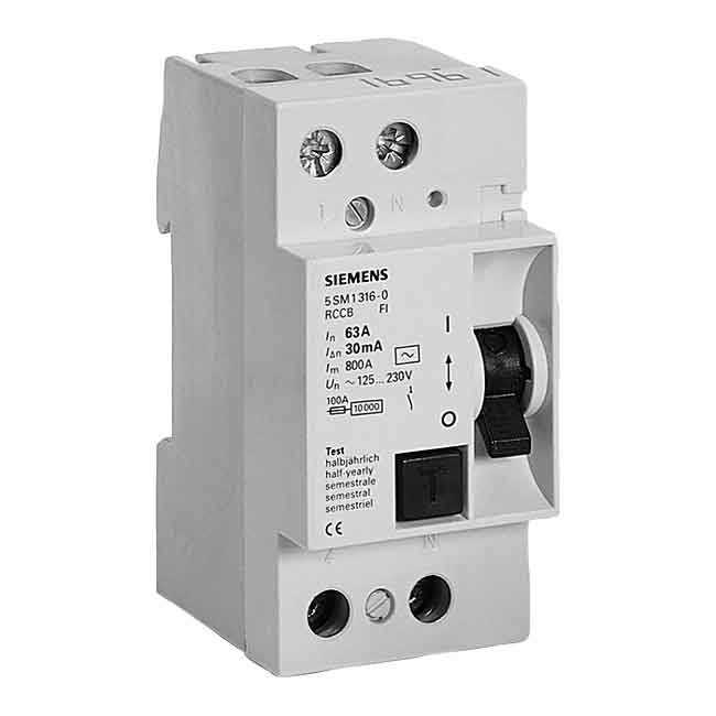 Siemens - 5SM1316-0 2X63A 30mA Kaçak Akım Rölesi