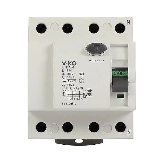 Viko 10VTR4-8030/A 4x80A 30mA A Tip Kaçak Akım Koruma Rölesi