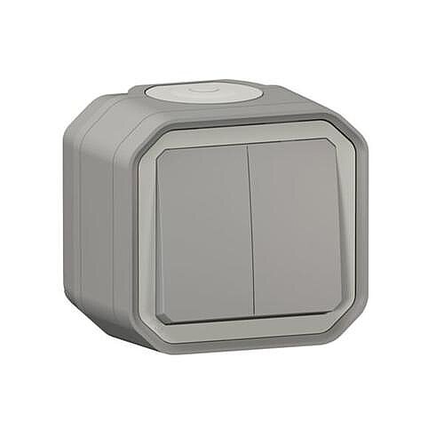 Legrand Plexo Sıva Üstü Anahtar, 2’li Komütatör (Vavien) Gri IP55