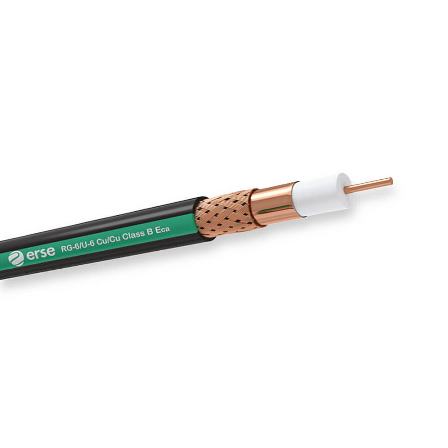 Erse Coaxial RG 6/U-6 Cu/Cu SİYAH YEŞİL Rulo Sinyal Kablosu