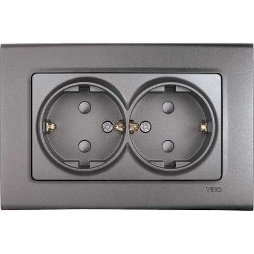 Viko Linnera Life Granit Grisi Kapaklı İkili Topraklı Priz (Çerçeve Hariç) 90442056