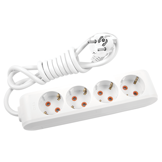 Viko Multi-Let Dörtlü Grup Priz Topraklı 3 Metre Beyaz (Çocuk Korumalı) 90113403