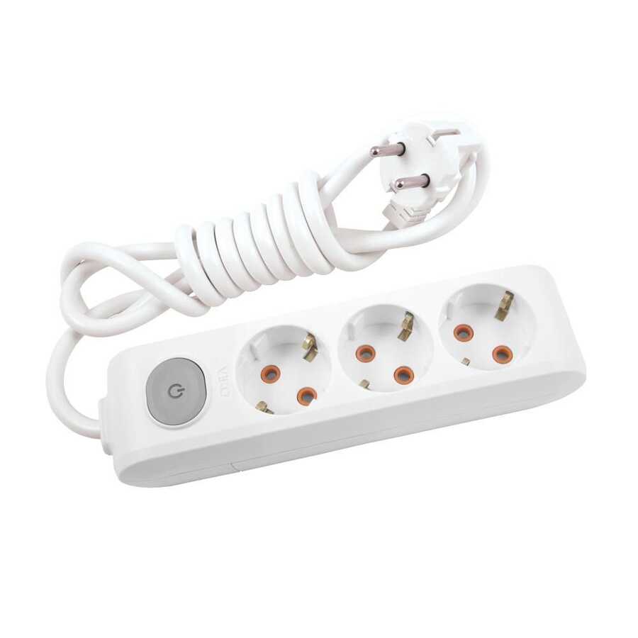 Viko Multi-Let Üçlü Grup Priz Topraklı Anahtarlı 1 Metre Beyaz (Çocuk Korumalı) 90117301