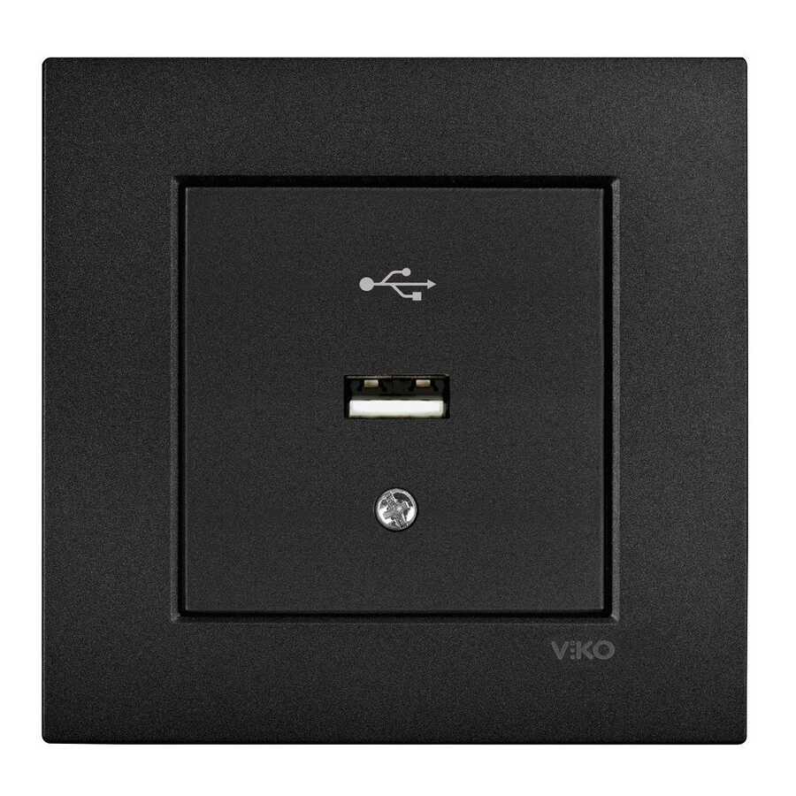 Viko Artline Novella/Trenda Siyah Usb Konnektör Kapak Mekanizma ve Çerçeve Hariç