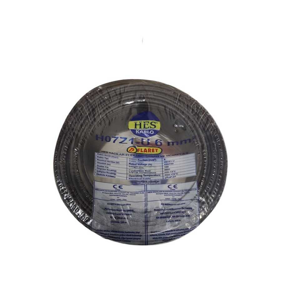 Hes Nya Kablo 6 Mm Siyah (H07z1-U) Halojen Free