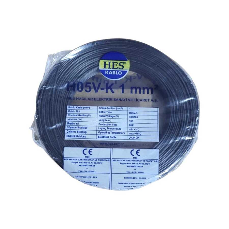 Hes Nyaf Kablo 1 mm² Siyah ( H05v-K )