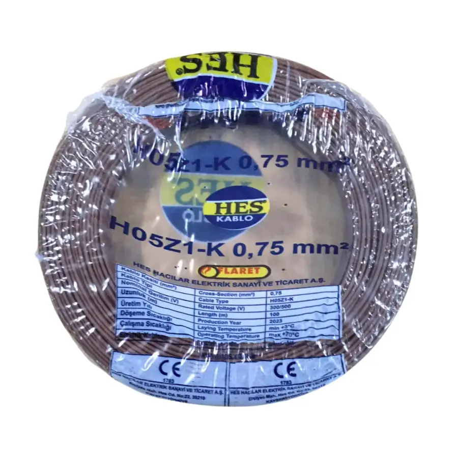 Hes Nyaf Kablo 0,75 mm² Kahverengi (H05z1-K) Halojen Free